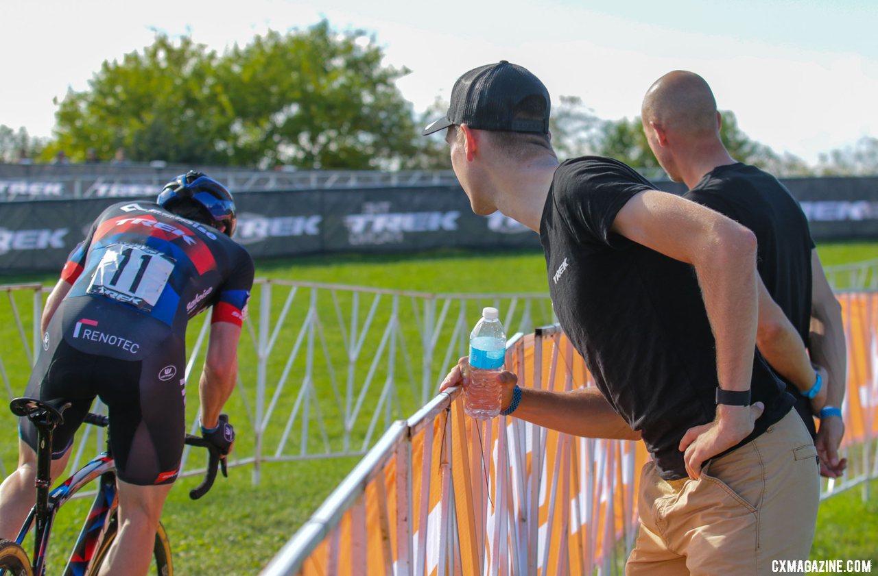 The father and son Nys duo cheer Aerts. 2021 Trek CX Cup, Elite Men. © D. Mable / Cyclocross Magazine