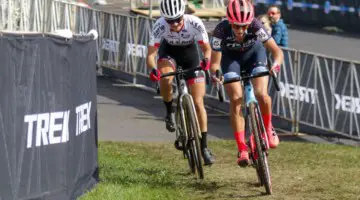 Neff and Clauzel. 2021 Trek CX Cup, Elite Women. © D. Mable / Cyclocross Magazine