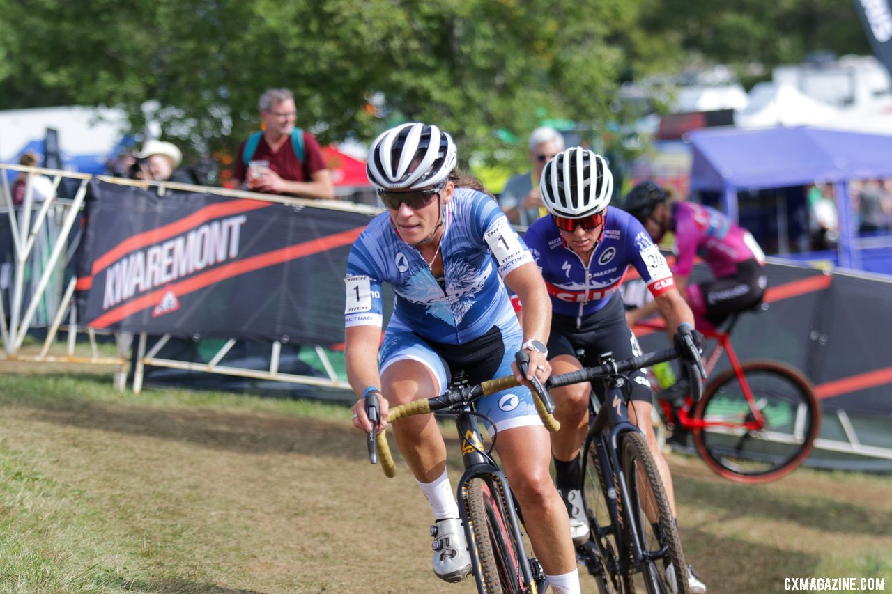 Mani leads Nash. 2021 Trek CX Cup, Elite Women. © D. Mable / Cyclocross Magazine