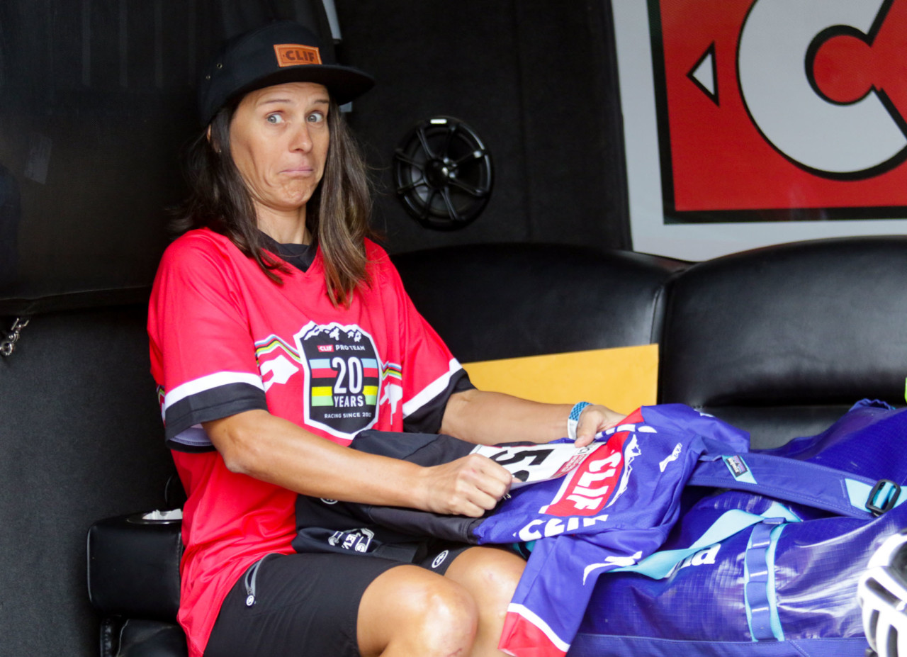 Fan favorite Katerina Nash has not slowed down or lost her sense of humor. 2021 UCI Cyclocross World Cup Waterloo, Elite Women. © D. Mable / Cyclocross Magazine