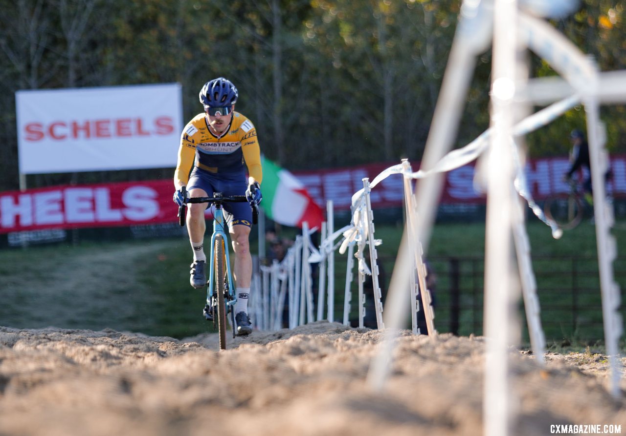 Gosse van der Meer was all alone in third. 2021 Jingle Cross Day 2 Elite Men. © D. Mable / Cyclocross Magazine