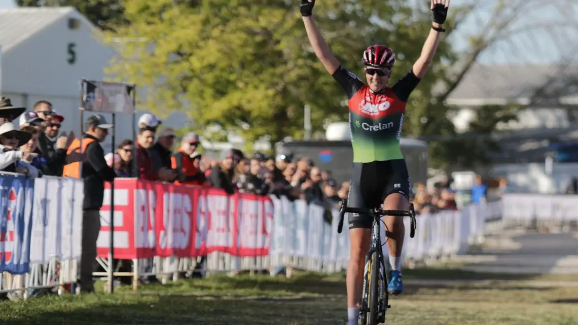 Manon Bakker had a long, solo, victorious day at the office. 2021 Jingle Cross Day 2 Elite Women. © D. Mable / Cyclocross Magazine
