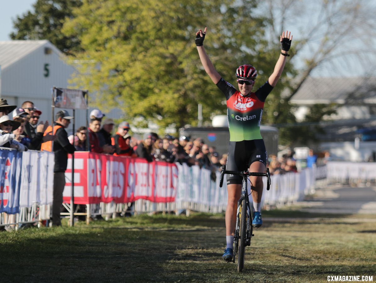 Manon Bakker had a long, solo, victorious day at the office. 2021 Jingle Cross Day 2 Elite Women. © D. Mable / Cyclocross Magazine