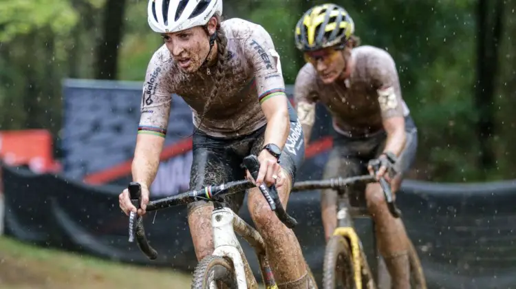 For most of the race, it looked like we'd see a final lap battle as we did in Waterloo between Brand and Vos. 2021 UCI Cyclocross World Cup Fayetteville, Elite Women. © D. Mable / Cyclocross Magazine