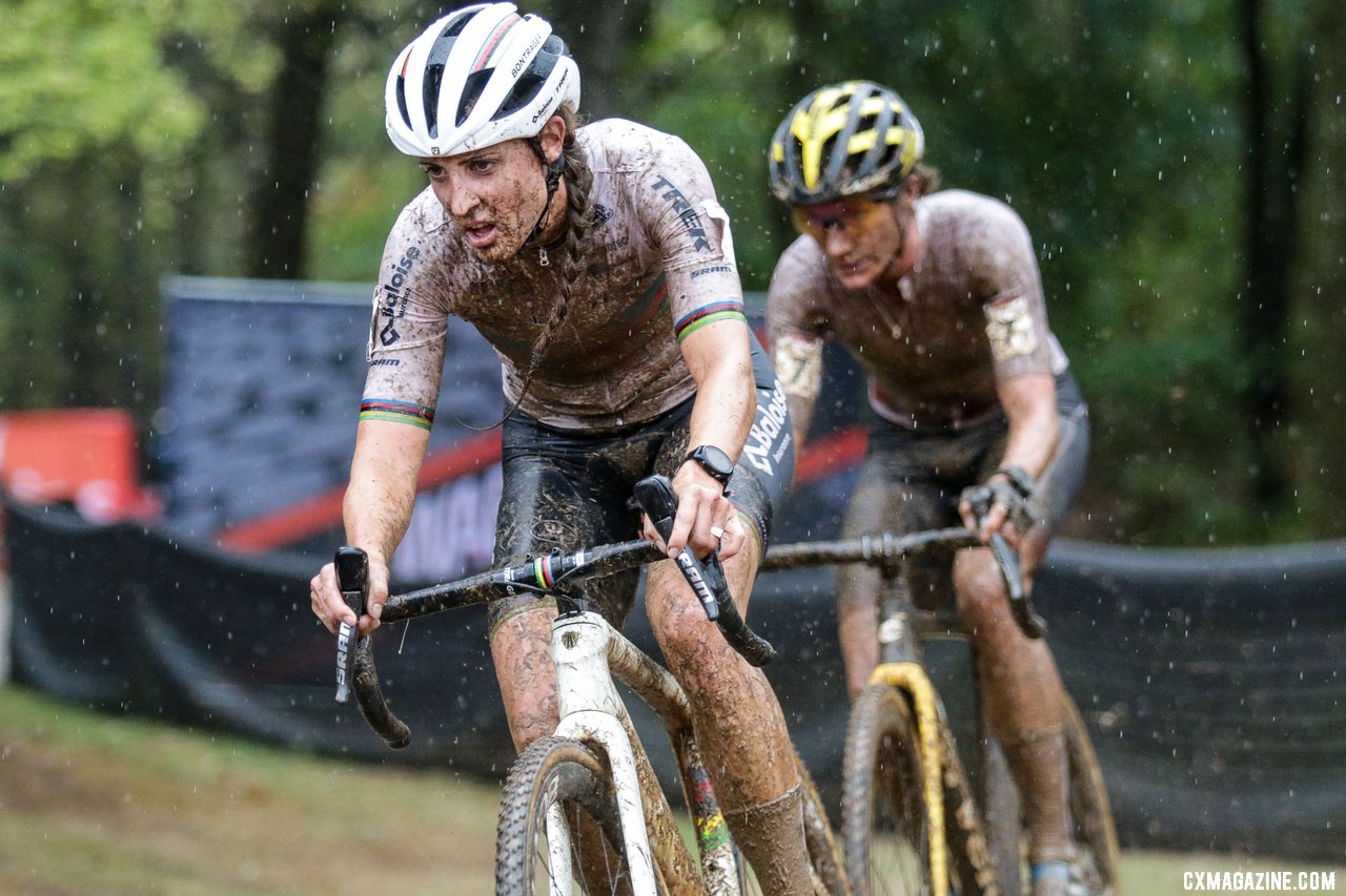 For most of the race, it looked like we'd see a final lap battle as we did in Waterloo between Brand and Vos. 2021 UCI Cyclocross World Cup Fayetteville, Elite Women. © D. Mable / Cyclocross Magazine
