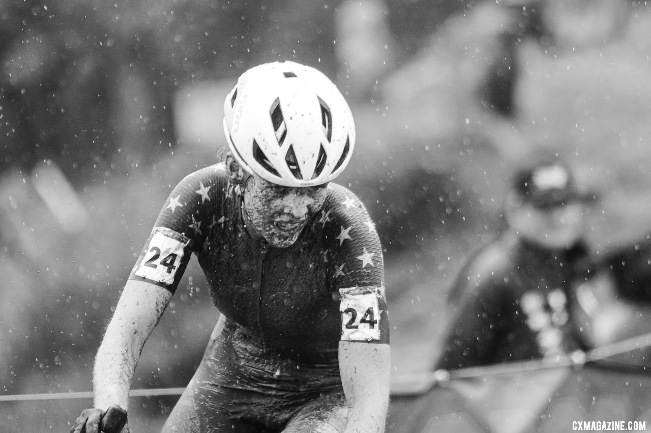 Honsinger surged to a podium finish. 2021 UCI Cyclocross World Cup Fayetteville, Elite Women. © D. Mable / Cyclocross Magazine
