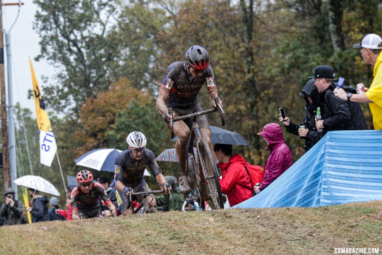 Toon Aerts faded late to finish fourth. 2021 UCI Cyclocross World Cup Fayetteville, Elite Men. © D. Mable / Cyclocross Magazine