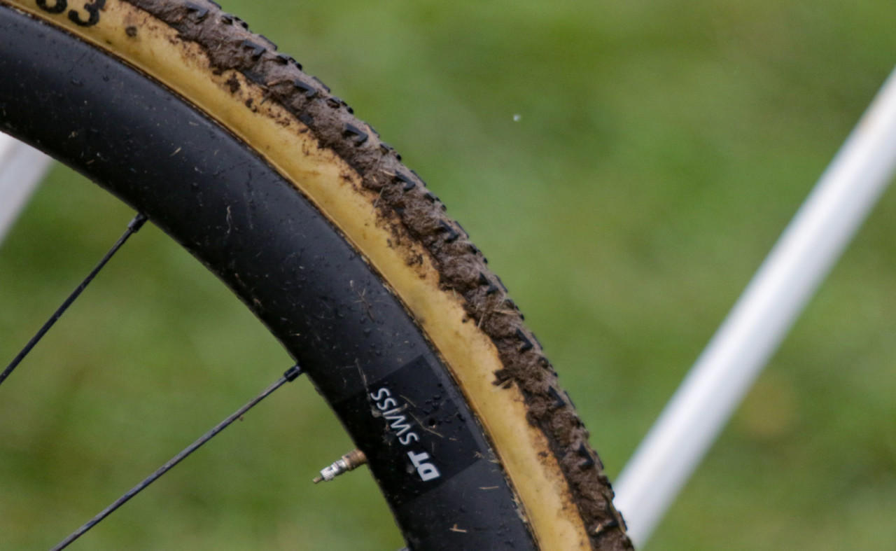 Iserbyt switched to the Rhino mud tire as conditions deteriorated. Eli Iserbyt's World Cup Waterloo-winning Ridley X-Night cyclocross bike. © D. Mable / Cyclocross Magazine
