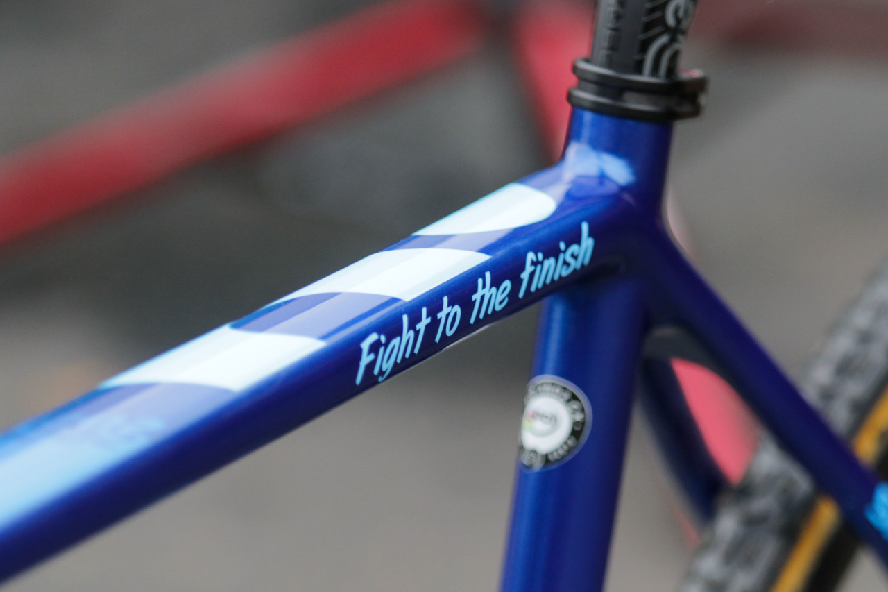 "Fight to the finish" is Pauwels Sauzen-Bingoal's team motto. Eli Iserbyt's World Cup Waterloo-winning Ridley X-Night cyclocross bike. © D. Mable / Cyclocross Magazine