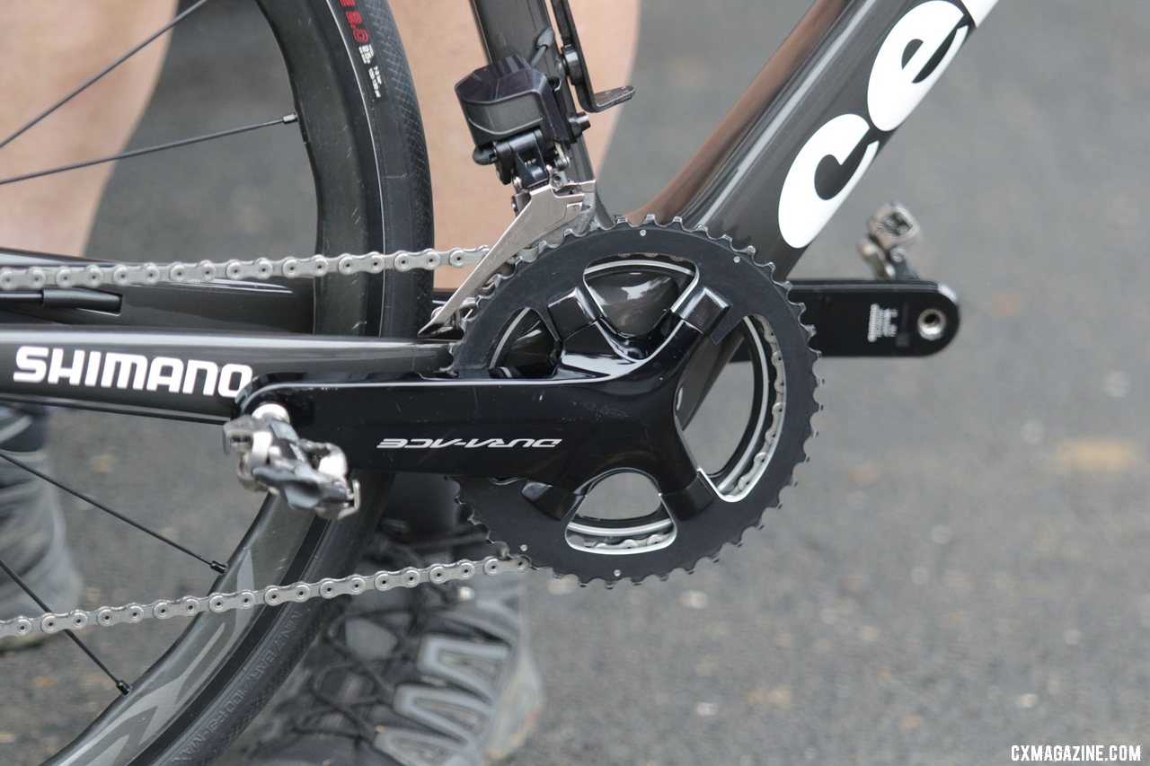Vos had unmarked chainrings, which appear to be made by Shimano. Marianne Vos' World Cup Waterloo-winning prototype Cervelo R5CX cyclocross bike. © D. Mable / Cyclocross Magazine