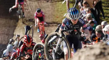 Puck Pieterse led lap one. Elite Women. 2021 Zonhoven UCI Cyclocross World Cup. © Cyclocross Magazine