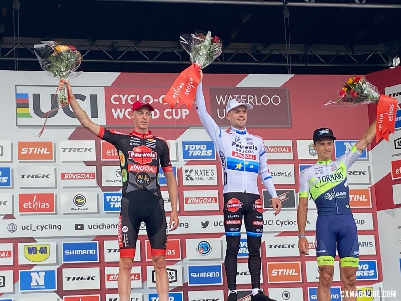 2021 UCI Cyclocross World Cup Waterloo Elite Men's Podium and results