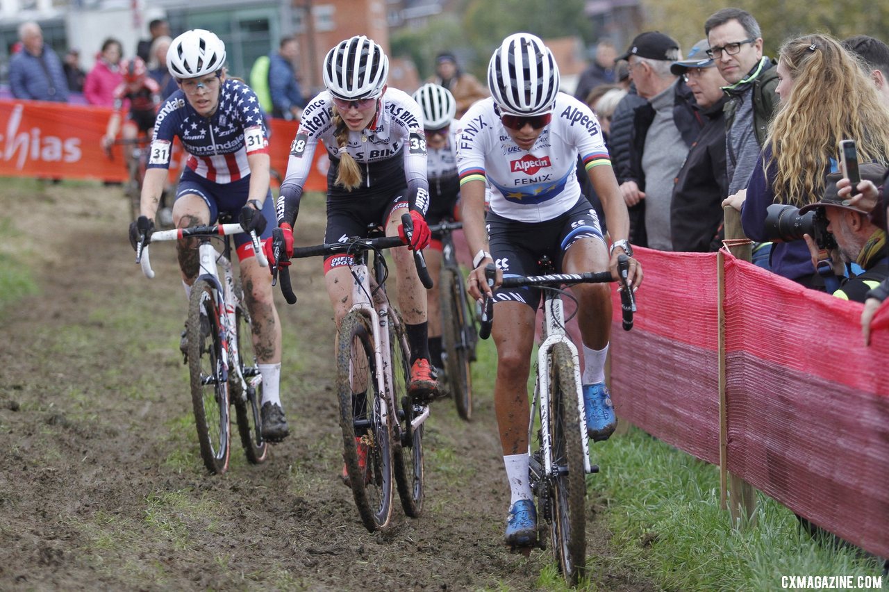 Ceylin del Carmen Alvarrado finished 14th in her second World Cup after medial issues. 2021 UCI Cyclocross World Cup Overijse, Elite Women, October 31. © B. Hazen / Cyclocross Magazine