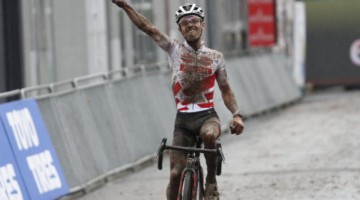 Eli Iserbyt wins in Overijse ahead of Michael Vanthourenhout and Toon Aerts. © B. Hazen / Cyclocross Magazine