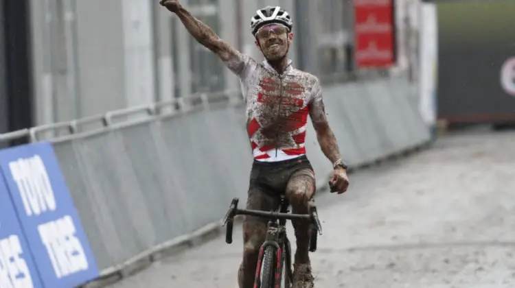 Eli Iserbyt wins in Overijse ahead of Michael Vanthourenhout and Toon Aerts. © B. Hazen / Cyclocross Magazine