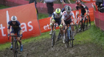 Daan Soete and Iserbyt, early leaders. 2021 Cyclocross World Cup Overijse, Elite Men, October 31. © B. Hazen / Cyclocross Magazine