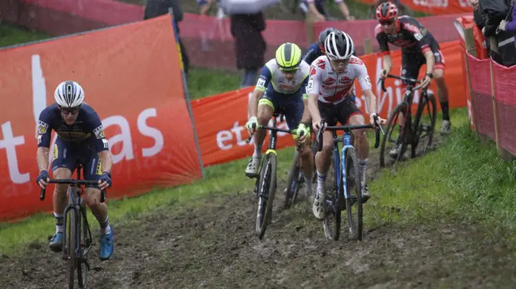 Daan Soete and Iserbyt, early leaders. 2021 Cyclocross World Cup Overijse, Elite Men, October 31. © B. Hazen / Cyclocross Magazine