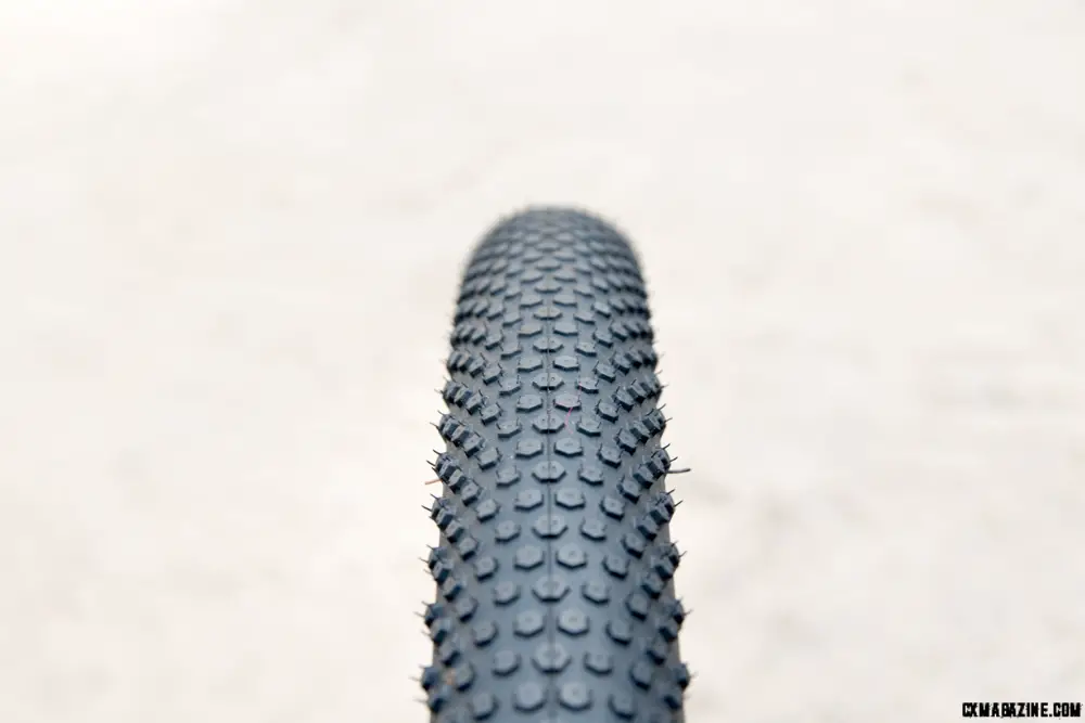 The tread pattern looks familiar, but the "not round" knob height varys slightly across the tire. © C. Lee/ Cyclocross Magazine