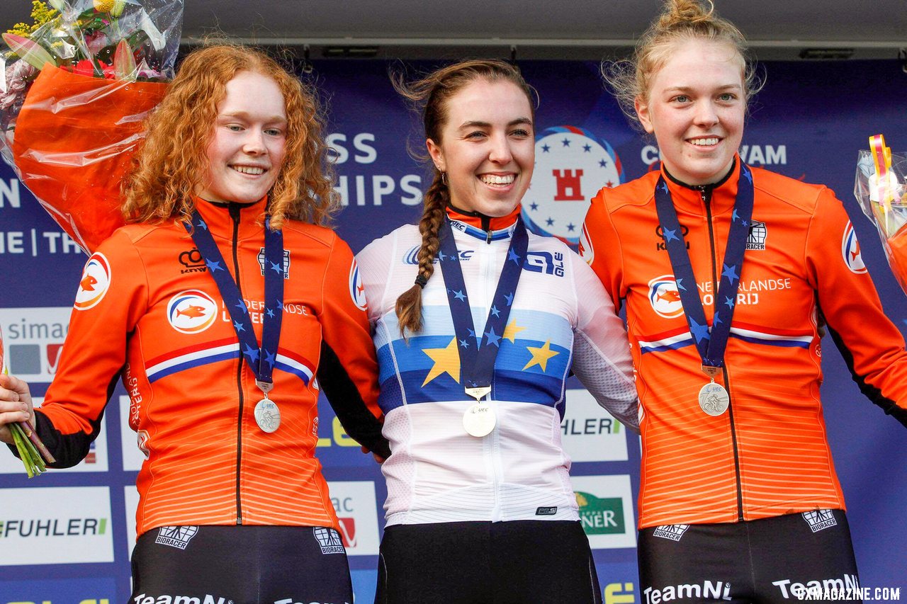 Dutch domination at the 2021 (European) UEC Continental Cyclocross Championships, U23 Women. © B. Hazen / Cyclocross Magazine