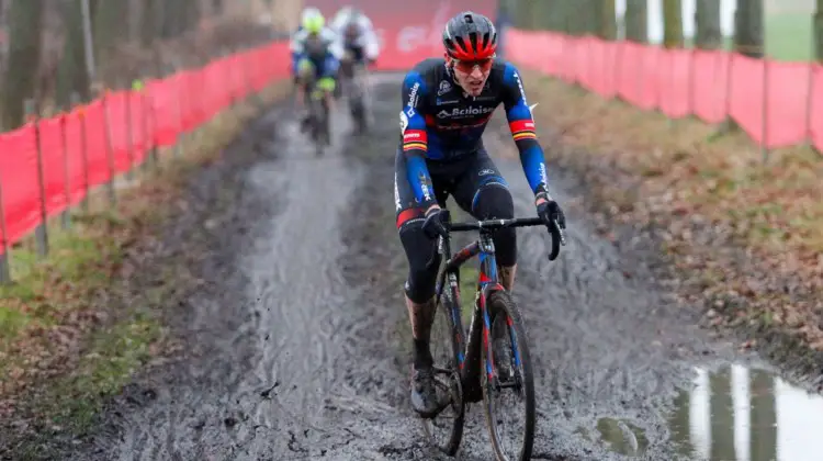 Toon Aerts took charge early. 2021 Zolder UCI Cyclocross World Cup, Elite Men. © B. Hazen / Cyclocross Magazine