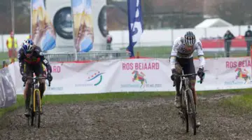 Mathieu van der Poel returned to resume his rivalry with Wout van Aert. 2021 Zolder UCI Cyclocross World Cup, Elite Men. © B. Hazen / Cyclocross Magazine