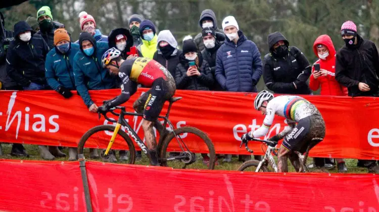 Mathieu van der Poel returned to resume his rivalry with Wout van Aert. 2021 Zolder UCI Cyclocross World Cup, Elite Men. © B. Hazen / Cyclocross Magazine