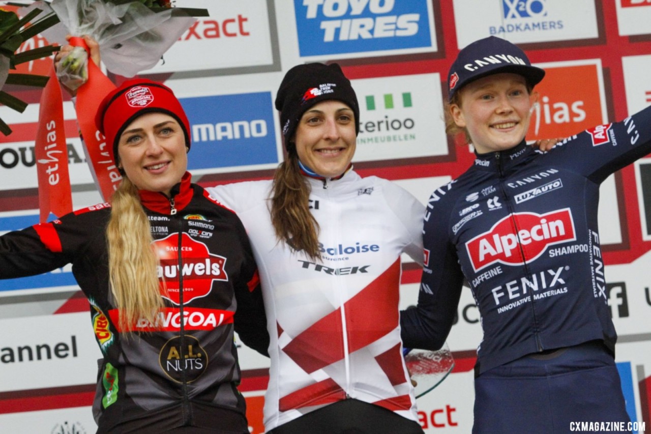 Betsema, Brand and Pieterse. 2021 Namur UCI Cyclocross World Cup, Elite Women. © B. Hazen / Cyclocross Magazine