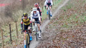 Marianne Vos leading the charge. 2021 Rucphen UCI Cyclocross World Cup, Elite Women. © B. Hazen / Cyclocross Magazine