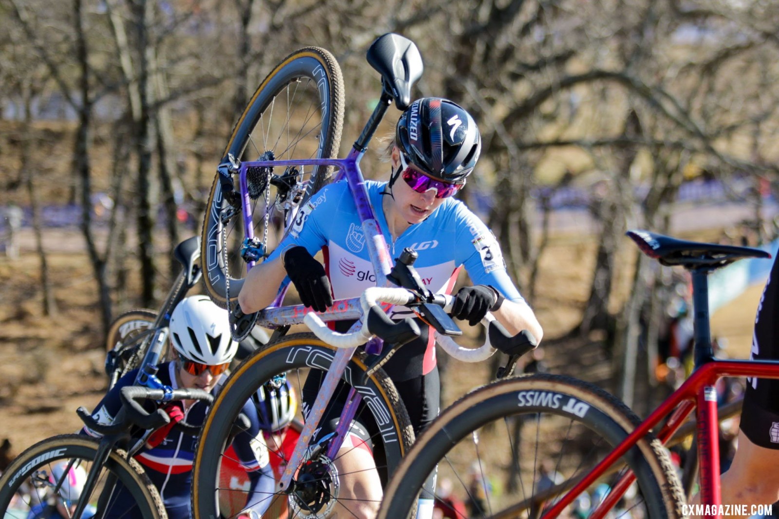 Maghalie Rochette overcame a rocky 2021 to take 7th at the 2022 Cyclocross World Championships Elite Women's race. Fayetteville, Arkansas USA. © D. Mable / Cyclocross Magazine
