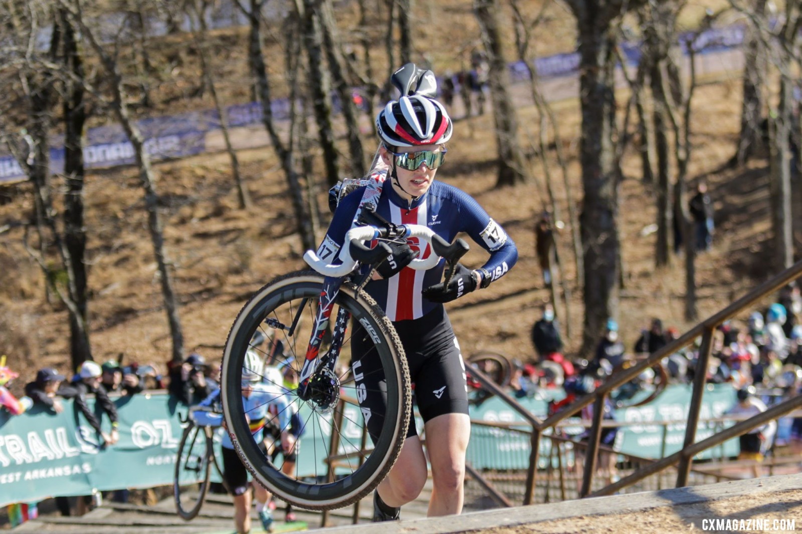 Clara Honsinger raced to 11th. Elite Women. 2022 Cyclocross World Championships, Fayetteville, Arkansas USA. © D. Mable / Cyclocross Magazine