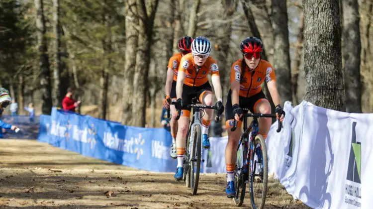 Dutch Domination. Van Anrooij, Pieterse, and Van Empel.U23 Women. 2022 Cyclocross World Championships, Fayetteville, Arkansas USA. © D. Mable / Cyclocross Magazine