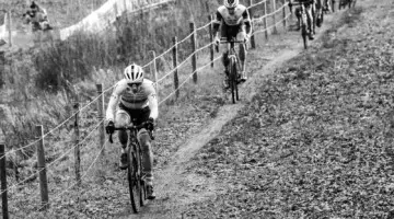 Lars van der Haar in the lead. 2022 Dutch Cyclocross National Championships, Elite Men. Rucphen. © B. Hazen / Cyclocross Magazine