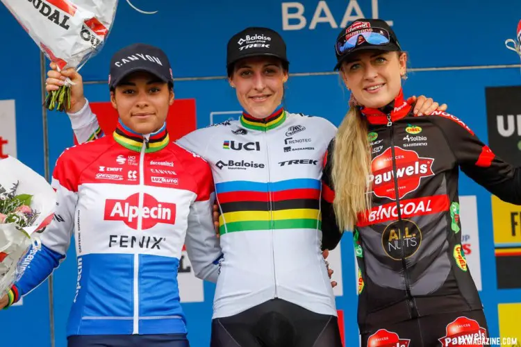Alvarado, Brand and Betsema. 2022 GP Sven Nys Baal, Elite Women. © B. Hazen / Cyclocross Magazine