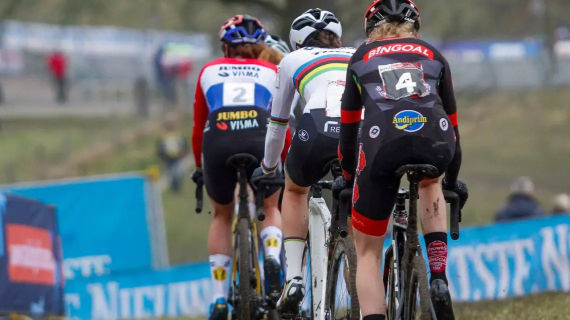 Marianne Vos, Lucinda Brand, and Fem van Empel. 2022 Hoogerheide UCI Cyclocross World Cup, Elite Women. © B. Hazen / Cyclocross Magazine