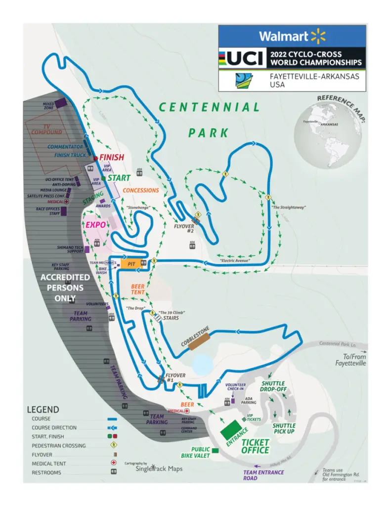 2022 Fayetteville Cyclocross World Championships Course Map