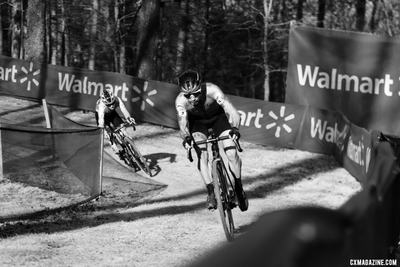 Van der Haar and Iserbyt chasing Pidcock. 2022 Cyclocross World Championships, Fayetteville, Arkansas USA. © D. Mable / Cyclocross Magazine
