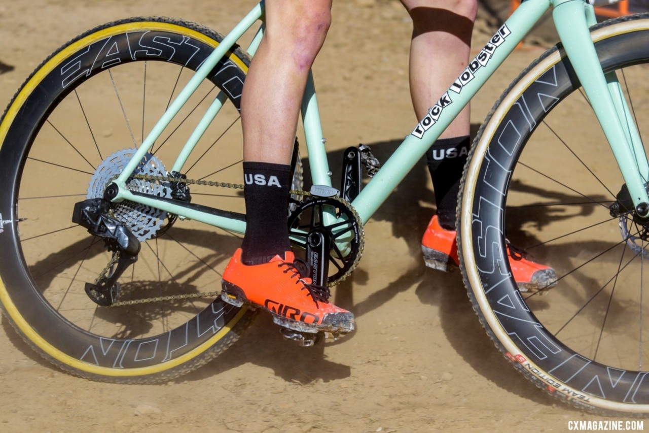 One of the few metal bikes out on the course: Dan English's Rock Lobster. Day 2, 2022 Cyclocross World Championships, Fayetteville, Arkansas USA. © D. Mable / Cyclocross Magazine