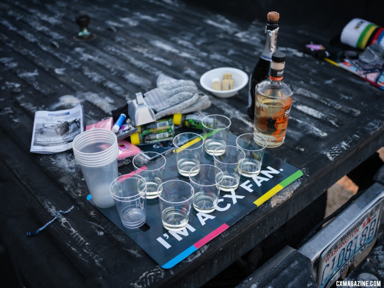 CX Fandom does not require alcohol, but this Washington resident offered some. 2022 Cyclocross World Championships, Fayetteville, Arkansas USA. © G. Gould / Cyclocross Magazine