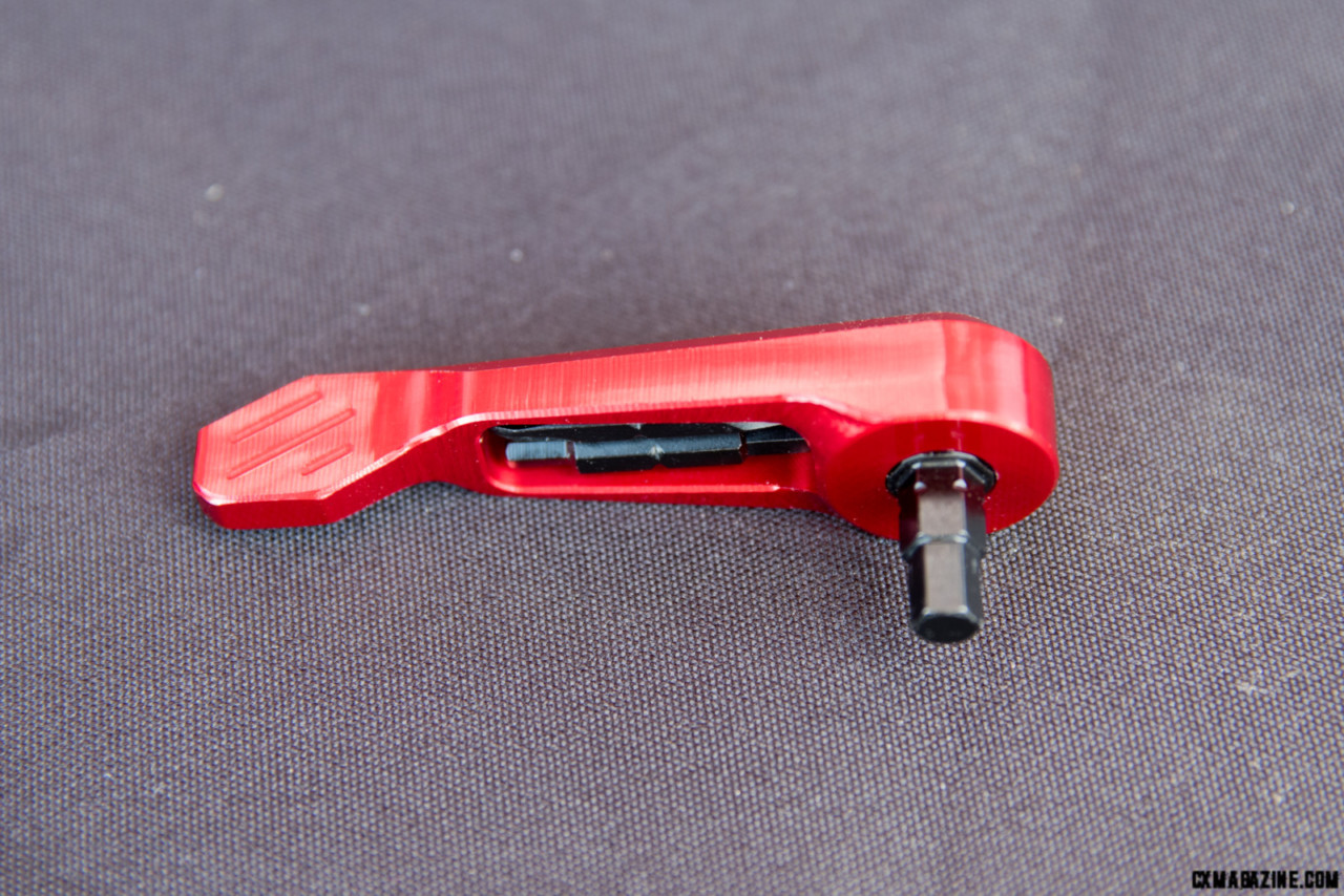 WolfTooth Components axle lever tool hasa stepped 5mm-6mm hex fitting and holds two additional in the hollow