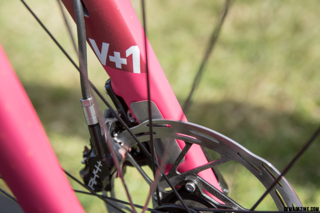 The Vielo frame includes small details like the stainless steel rotor guard to protect the paint when removing the wheel.