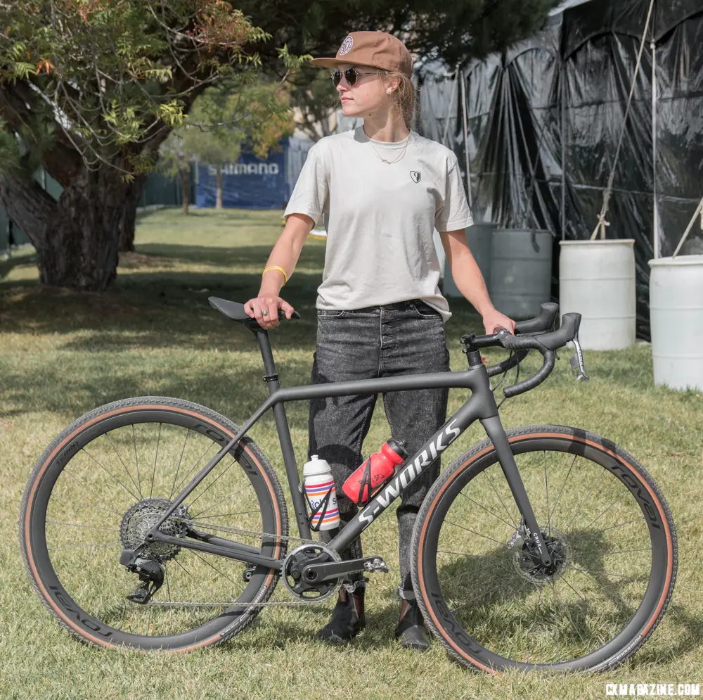 Gravel Star Moriah Wilson with her new Crux. © C. Lee/ Cyclocross Magazine