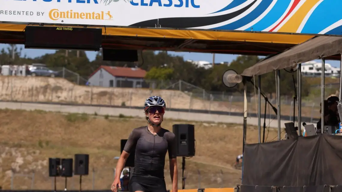 Moriah Wilson won the Fuego 80k mountain bike race at the 2022 Lifetime Sea Otter Classic. © J. Silva / Cyclocross Magazine