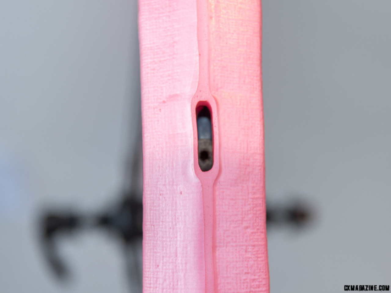 the Tannus Armour tubeless insert has a slot to allow use of a standard valve stem. © C. Lee / Cyclocross Magazine