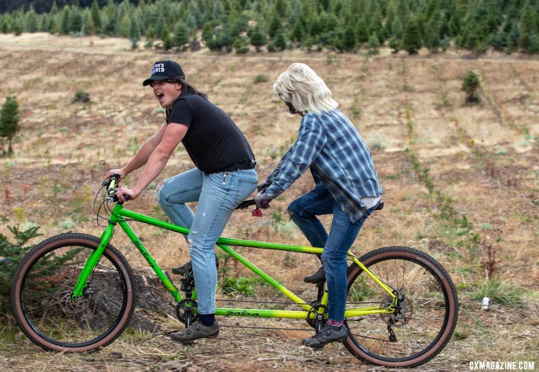 Wayne's World makes an appearance at the 2021 Surf City Cyclocross costume race. © A. Yee / Cyclocross Magazine 