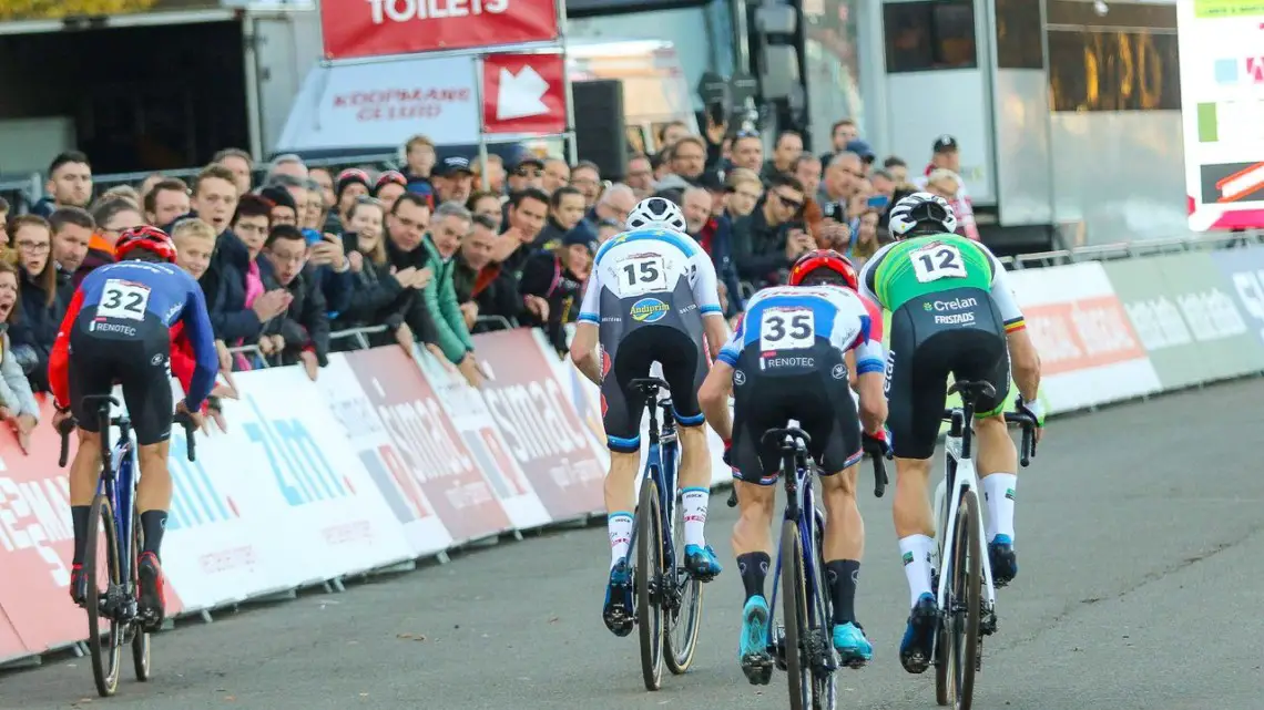 Nieuwenhuis, Vanthourenhout, van der Haar and Sweeck. 2022 Beekse Bergen UCI Cyclocross World Cup, Elite Men. © B. Hazen / Cyclocross Magazine