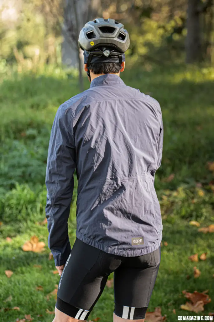 The soft outer fabric of the Gore Torrent jacket drapes nicely like a shirt, but looks wrinkled after being stuffed in a pocket. © M. Stemp / Cyclocross Magazine