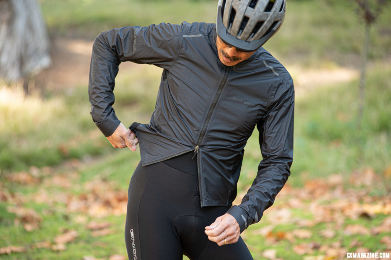The two way zipper of the Endura Pro SL Waterproof Shell Jacket is a great feature. © M. Stemp / Cyclocross Magazine