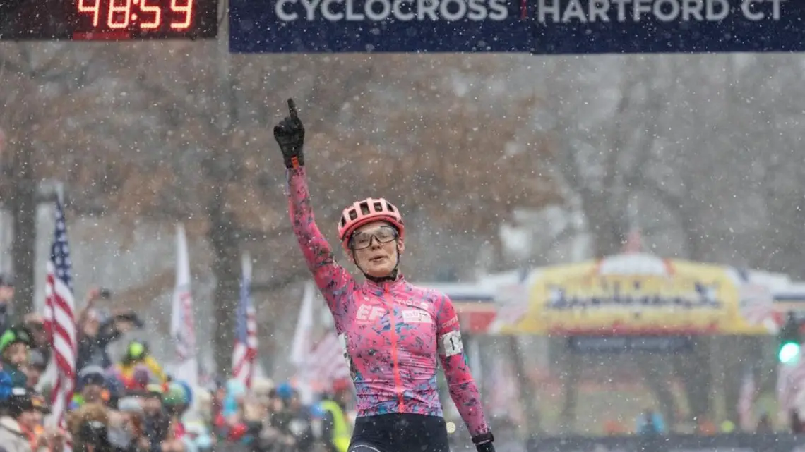 Clara Honsinger three-peats as the Elite Women's Cyclocross National Champion. photo: snowymountain photography / USA Cycling