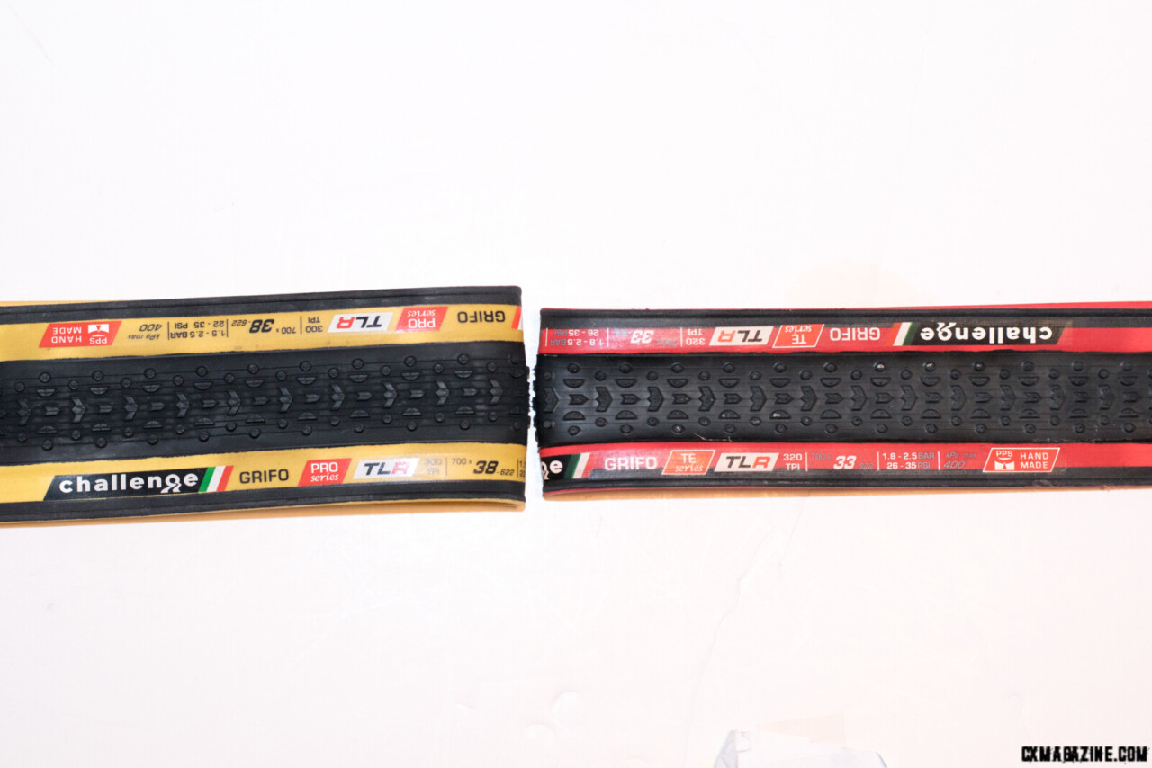 Challenge Tires adds 38mm versions of its Limus and Grifo tubular and TLR cyclocross tires, along with a Team Edition 33mm TLR model. © Cyclocross Magazine
