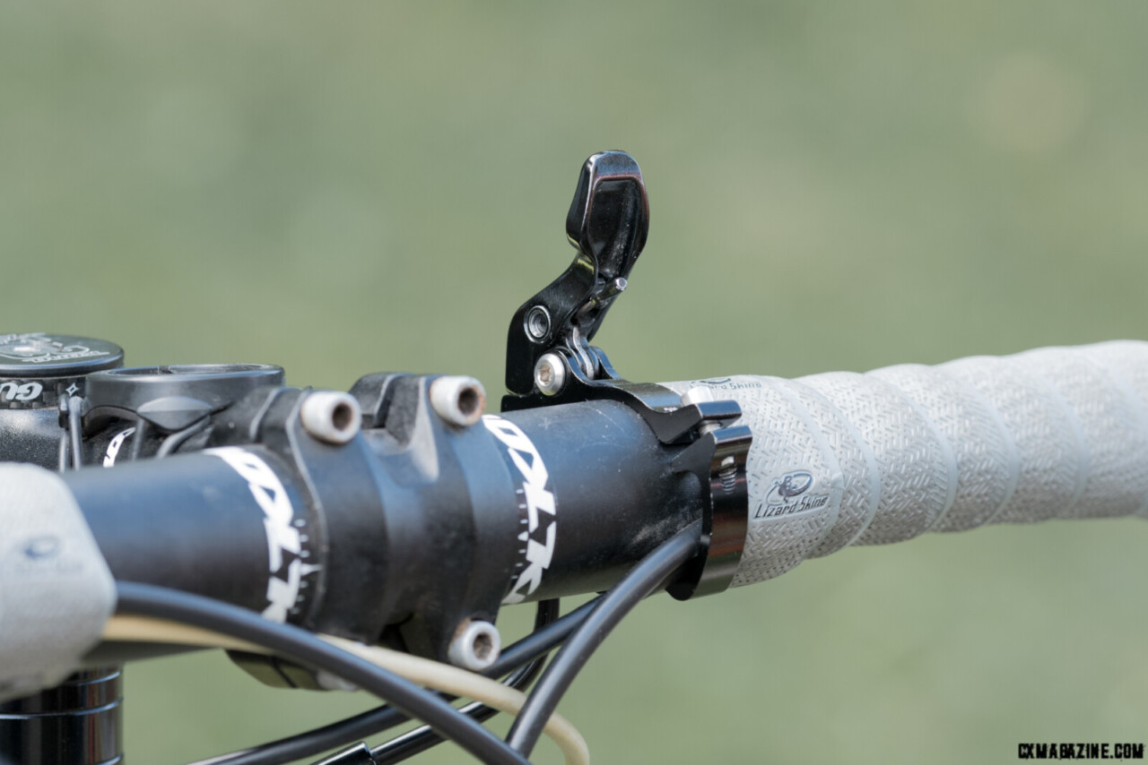 PNW's 31.8mm drop bar lever kit is easy to install. The clsp allows the control lines to run beneath it. C.Lee/ Cyclocross Magazine